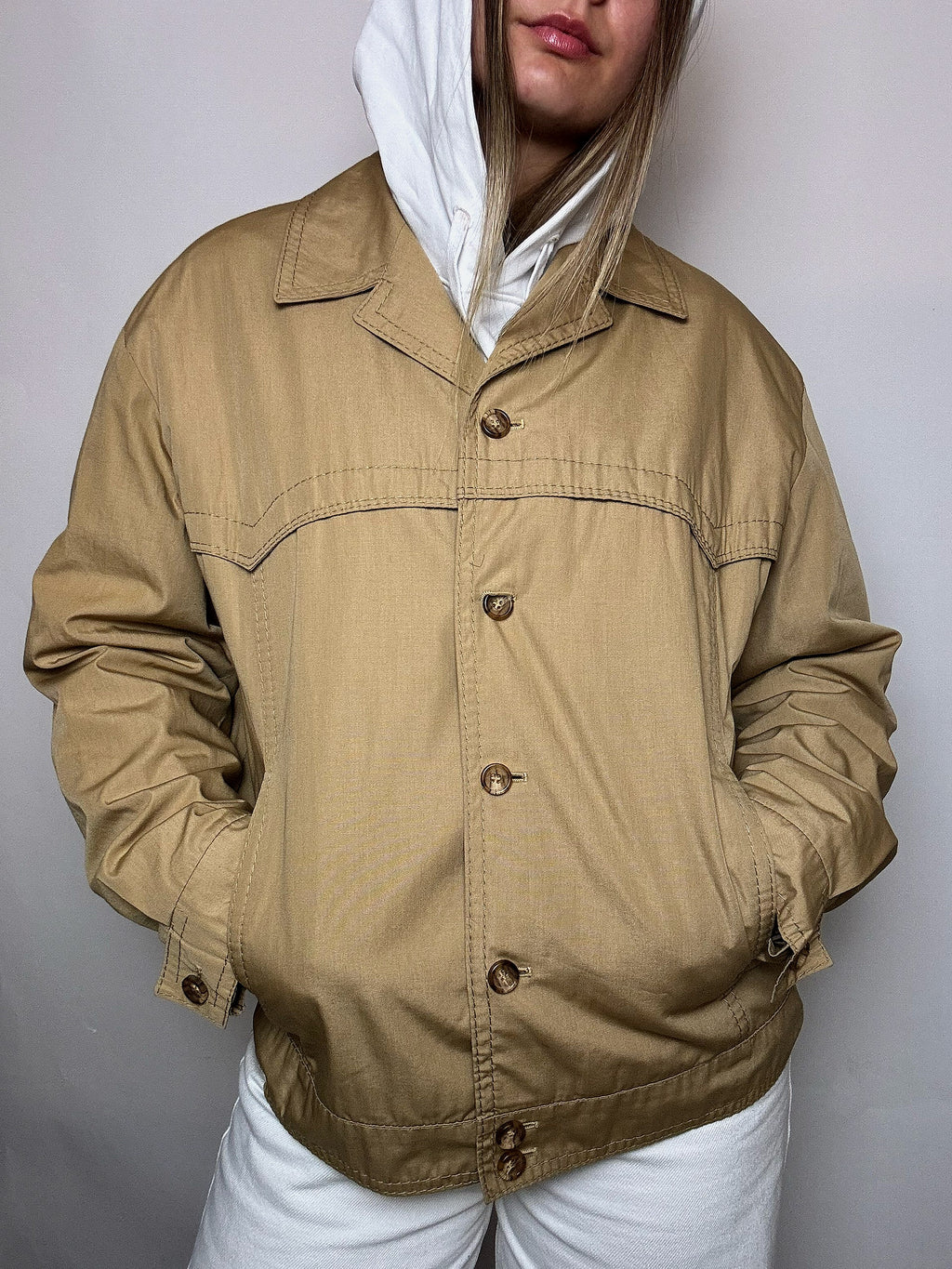 Vintage-Jacke in Beige, Größe L