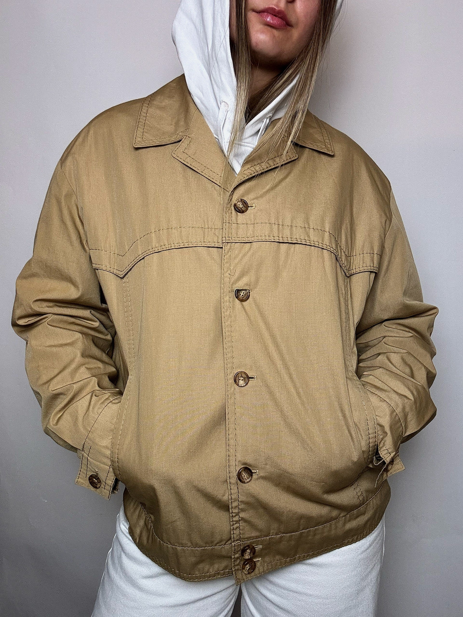 Vintage-Jacke in Beige, Größe L
