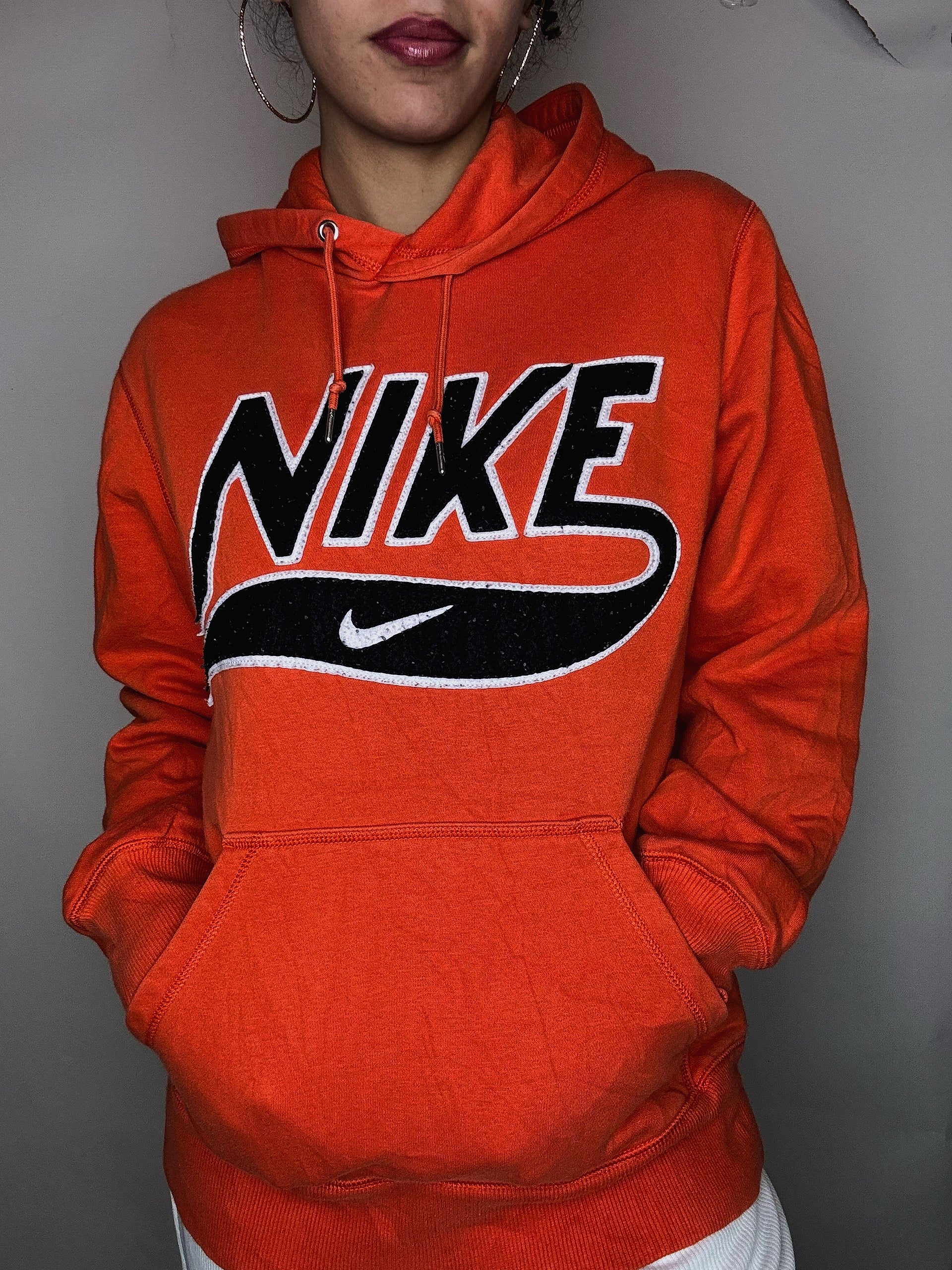 Sweat à capuche orange NIKE S vintage