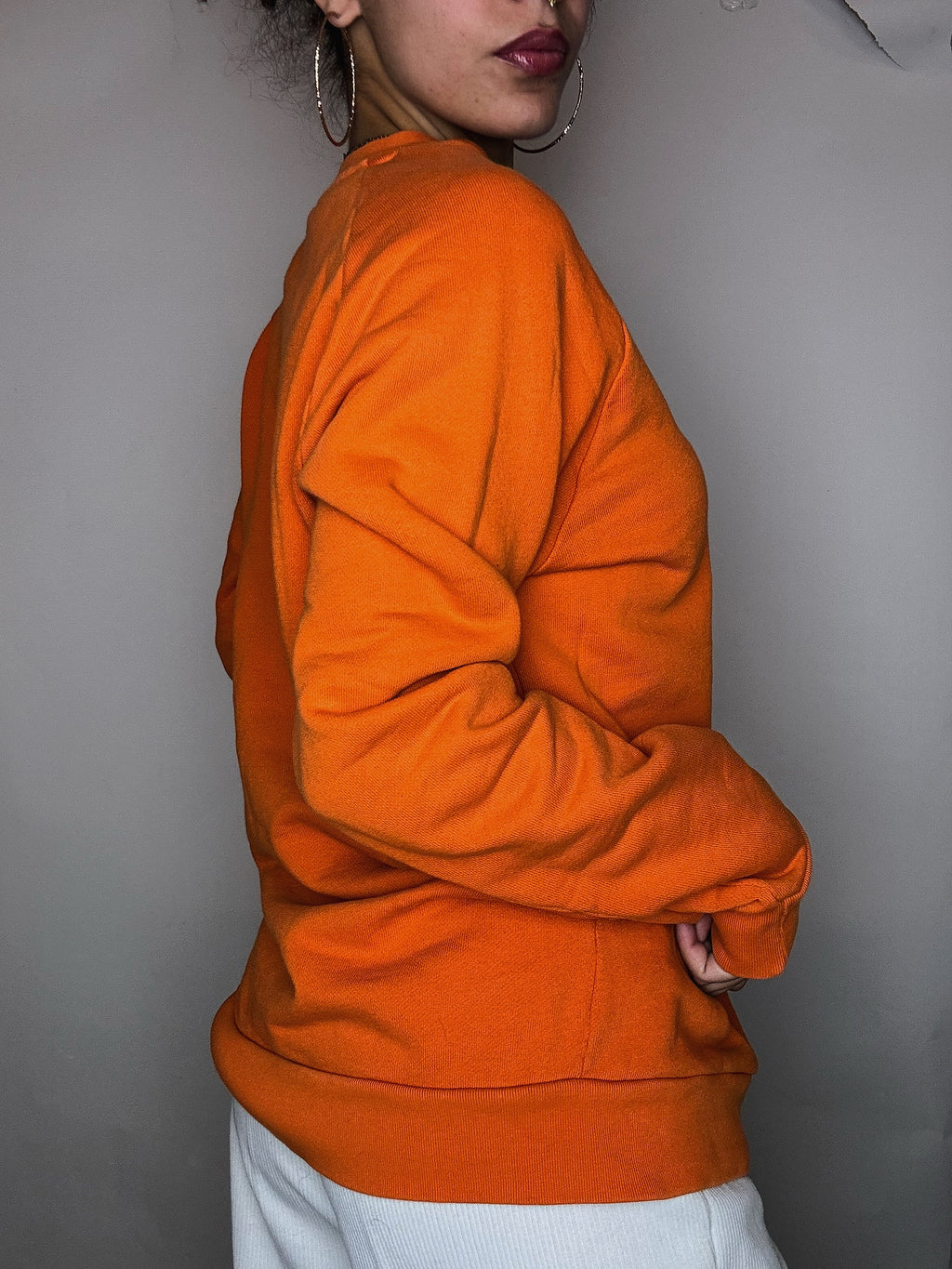 Orangefarbenes ADIDAS Crewneck-Sweatshirt, Größe M, Vintage