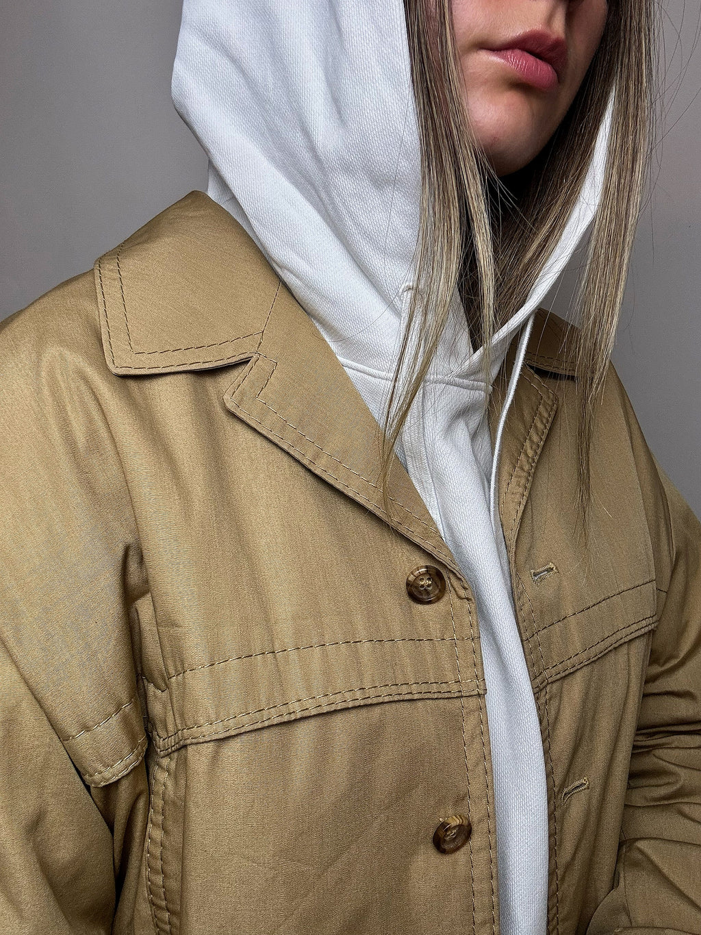 Vintage-Jacke in Beige, Größe L
