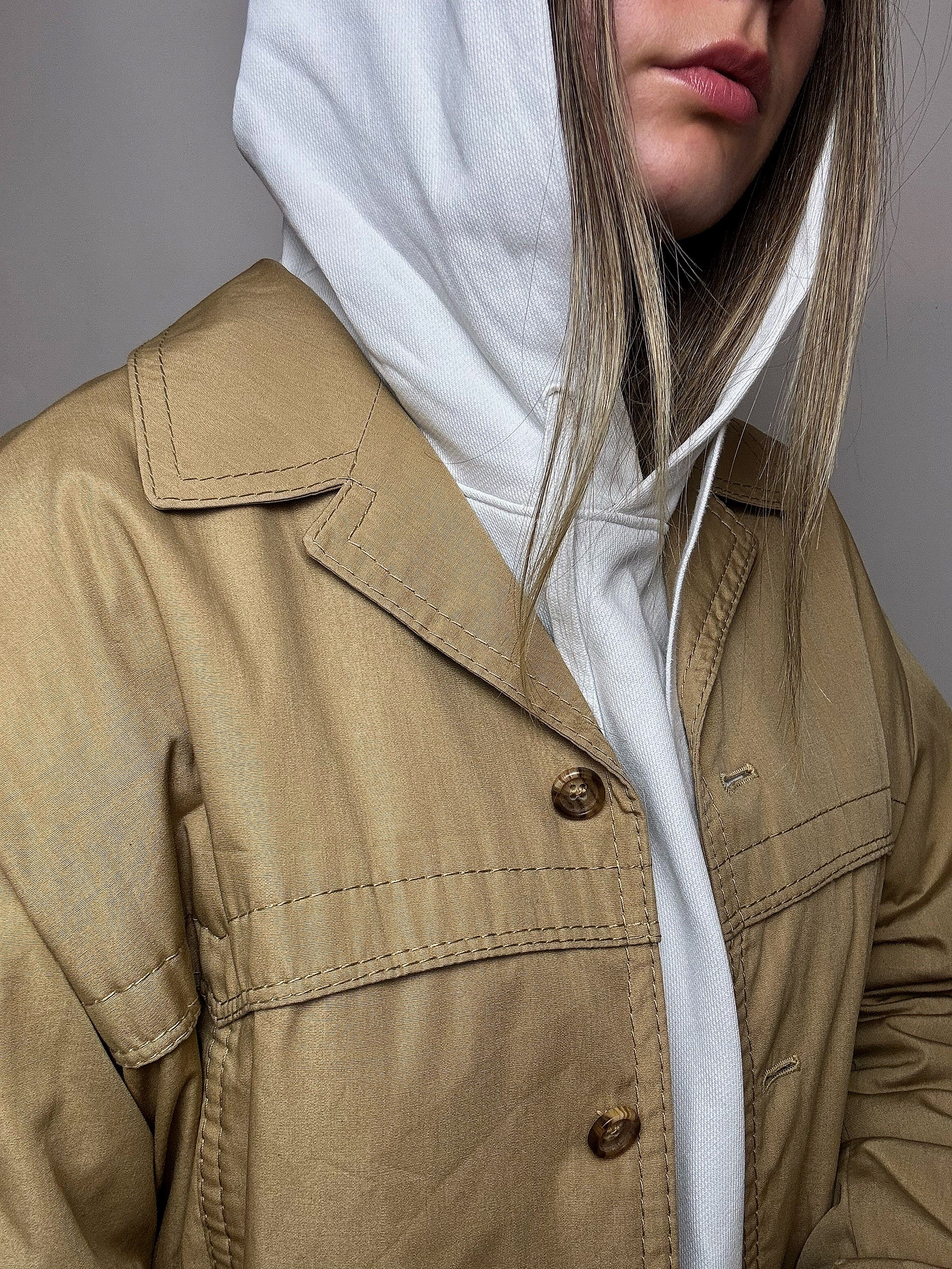 Vintage-Jacke in Beige, Größe L