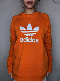 Orangefarbenes ADIDAS Crewneck-Sweatshirt, Größe M, Vintage