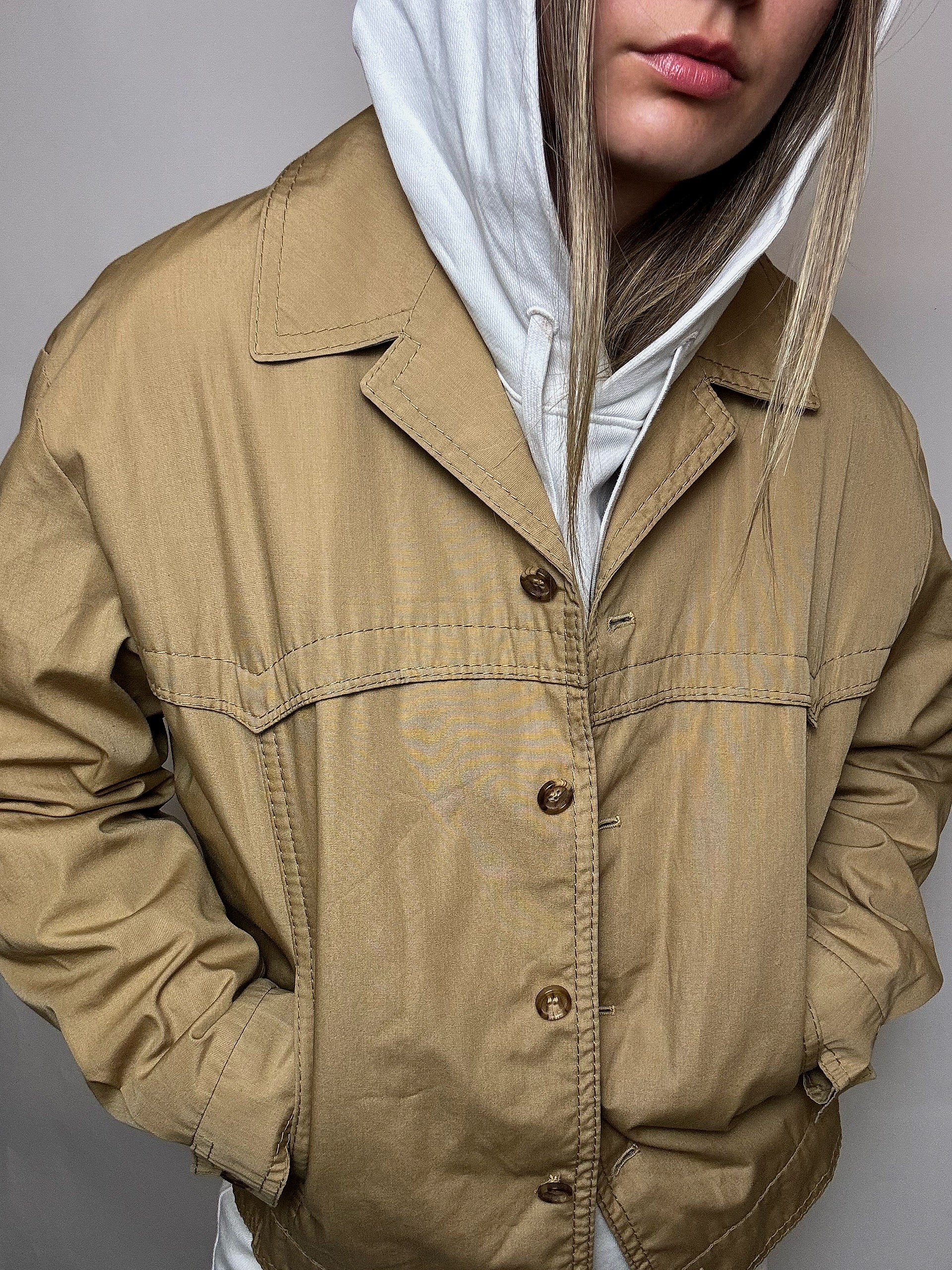Vintage-Jacke in Beige, Größe L