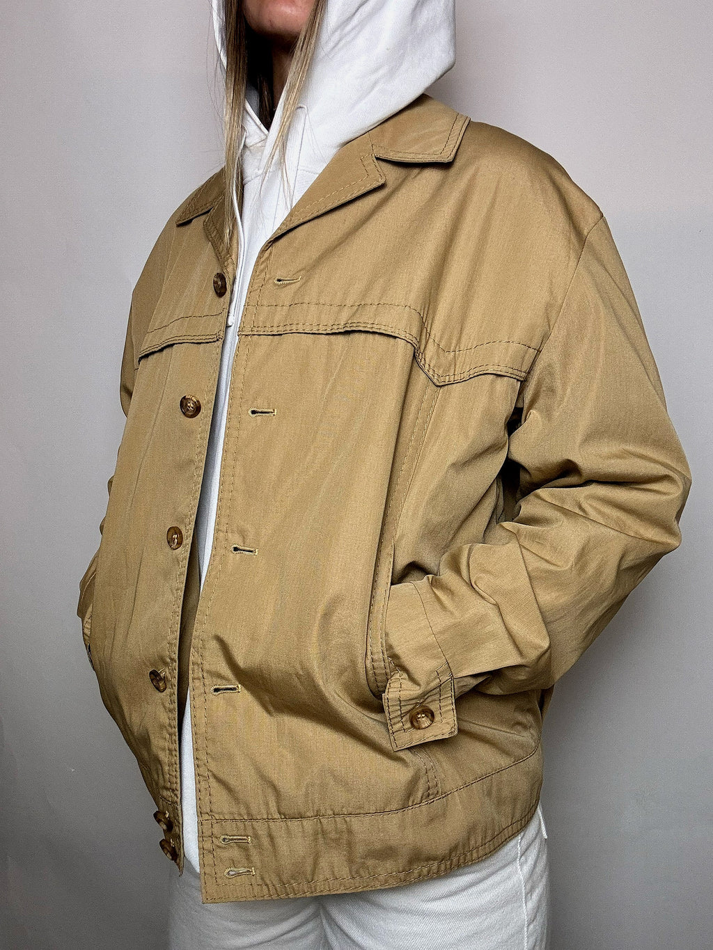 Vintage-Jacke in Beige, Größe L