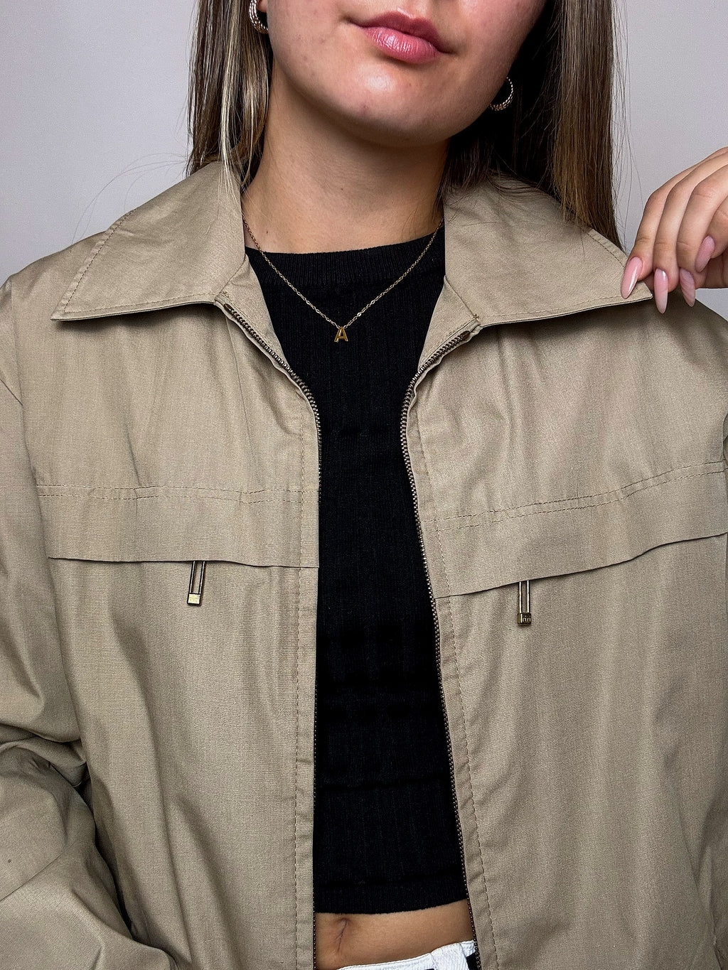 Vintage beige waterproof jacket XL