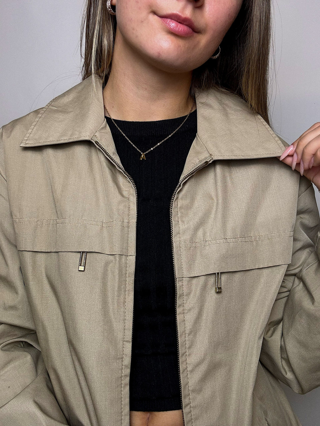 Vintage beige waterproof jacket XL