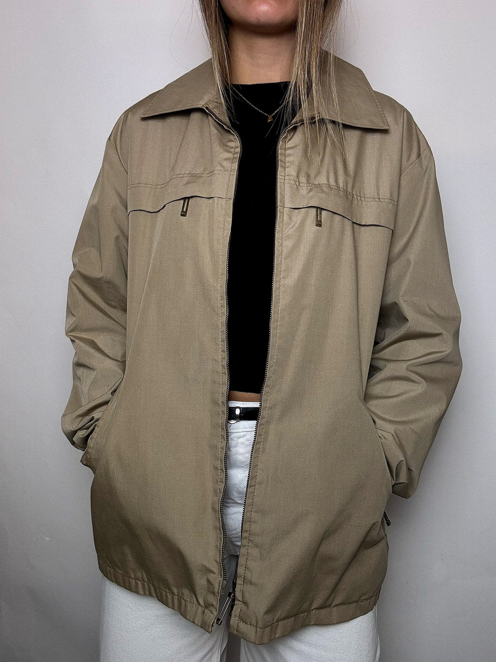 Vintage beige waterproof jacket XL