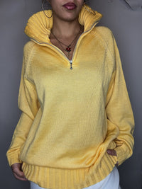 Pull jaune col cheminée XL vintage