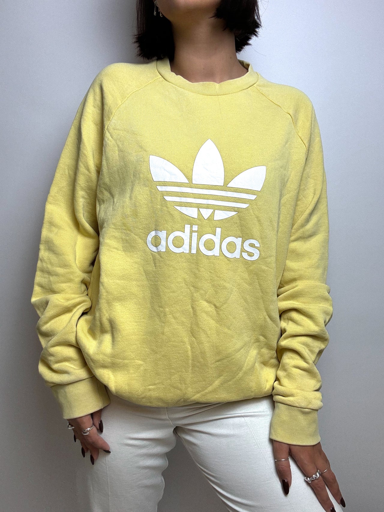 Vintage light yellow Adidas sweater L 