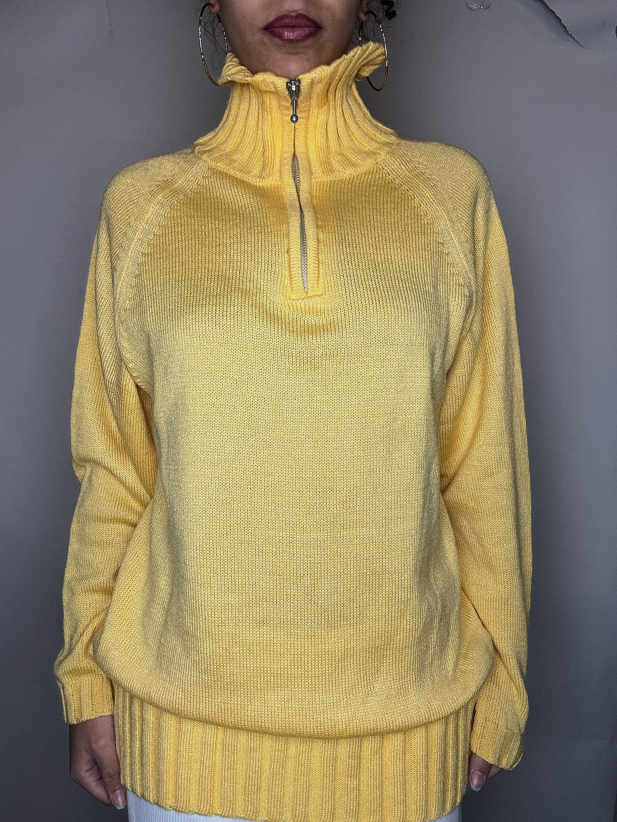 Pull jaune col cheminée XL vintage