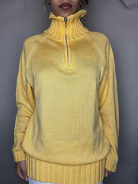 Pull jaune col cheminée XL vintage