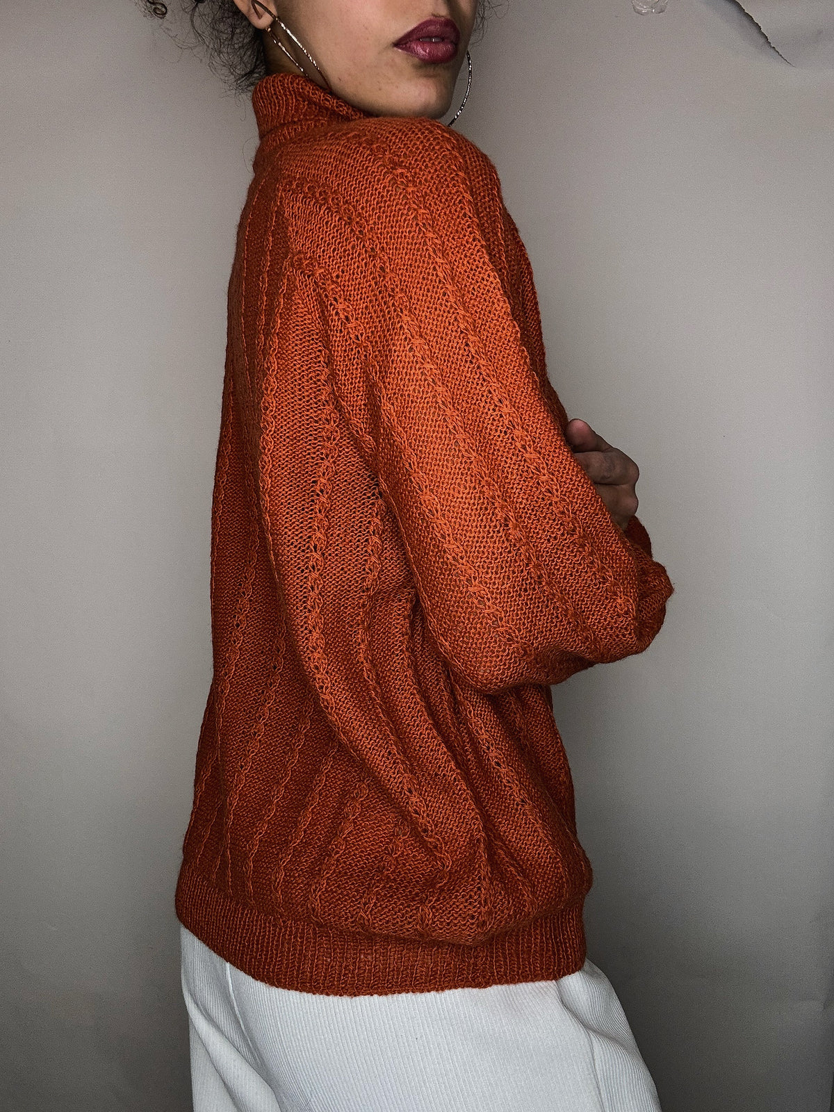 Pull en maille tricotée M vintage