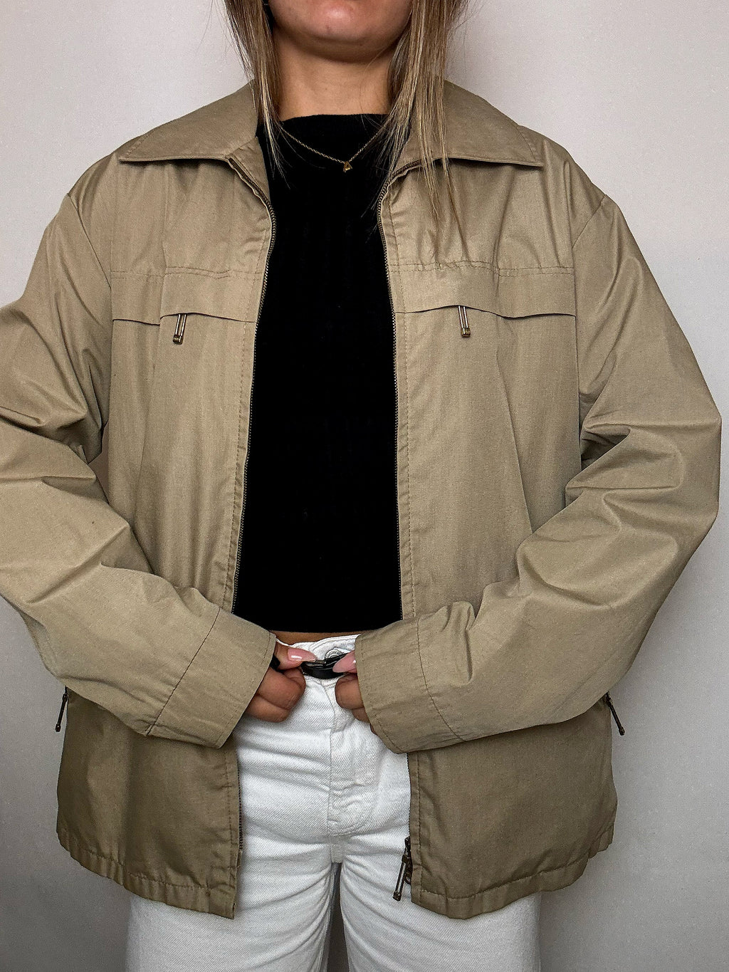 Vintage beige waterproof jacket XL