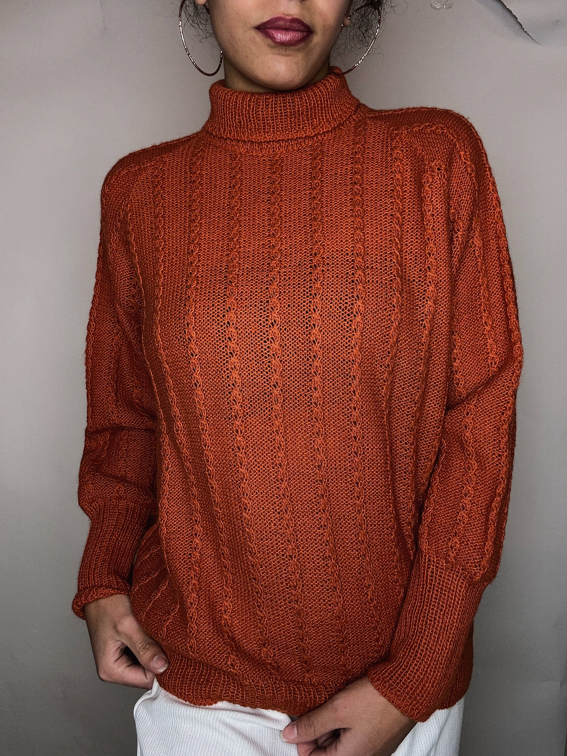 Pull en maille tricotée M vintage