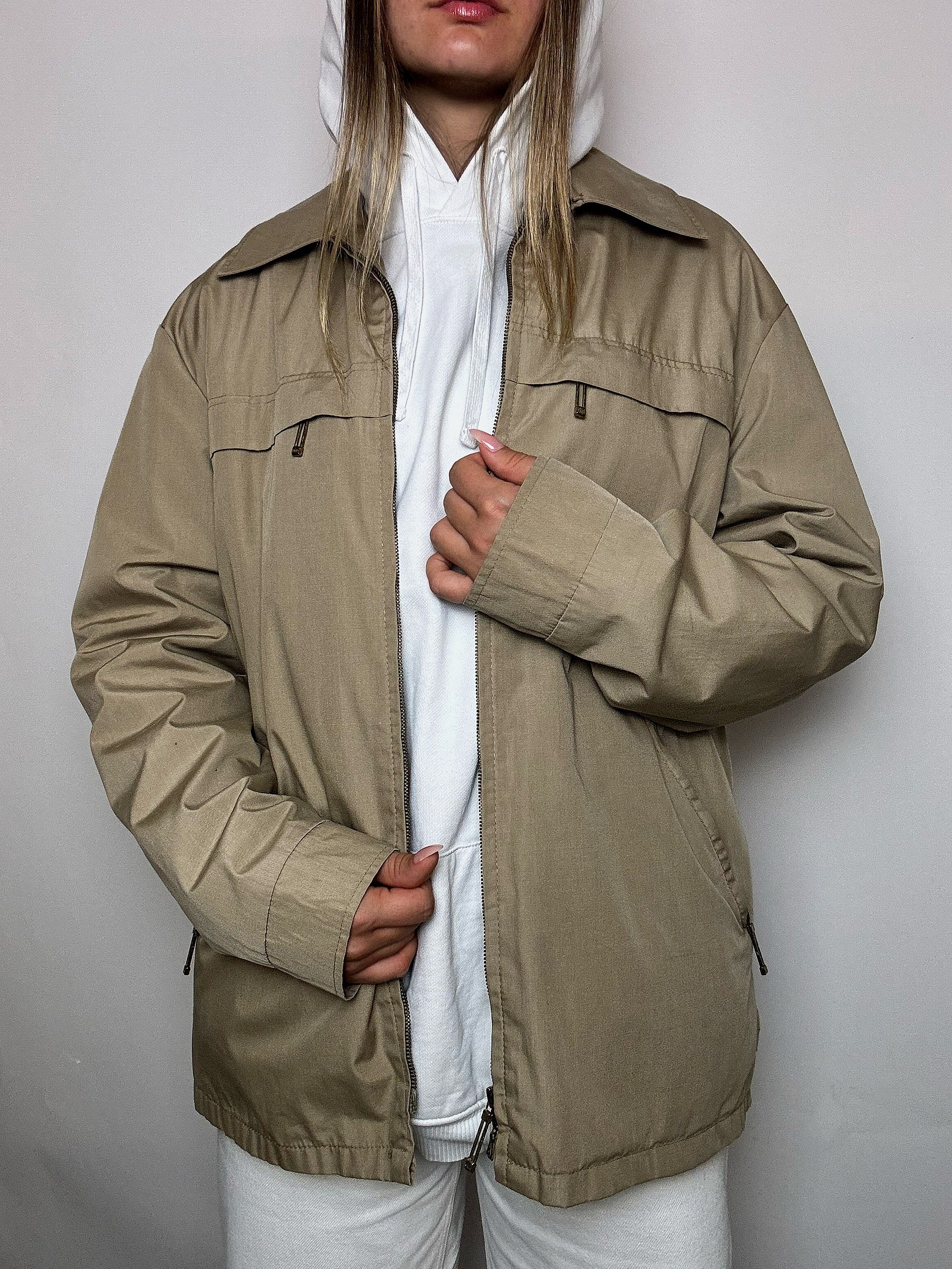 Vintage beige waterproof jacket XL
