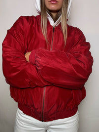 Bomber en soie rouge XXL vintage