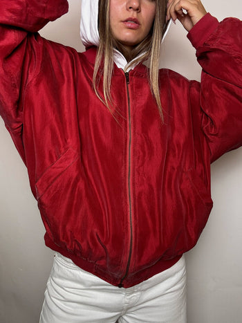Bomber en soie rouge XXL vintage