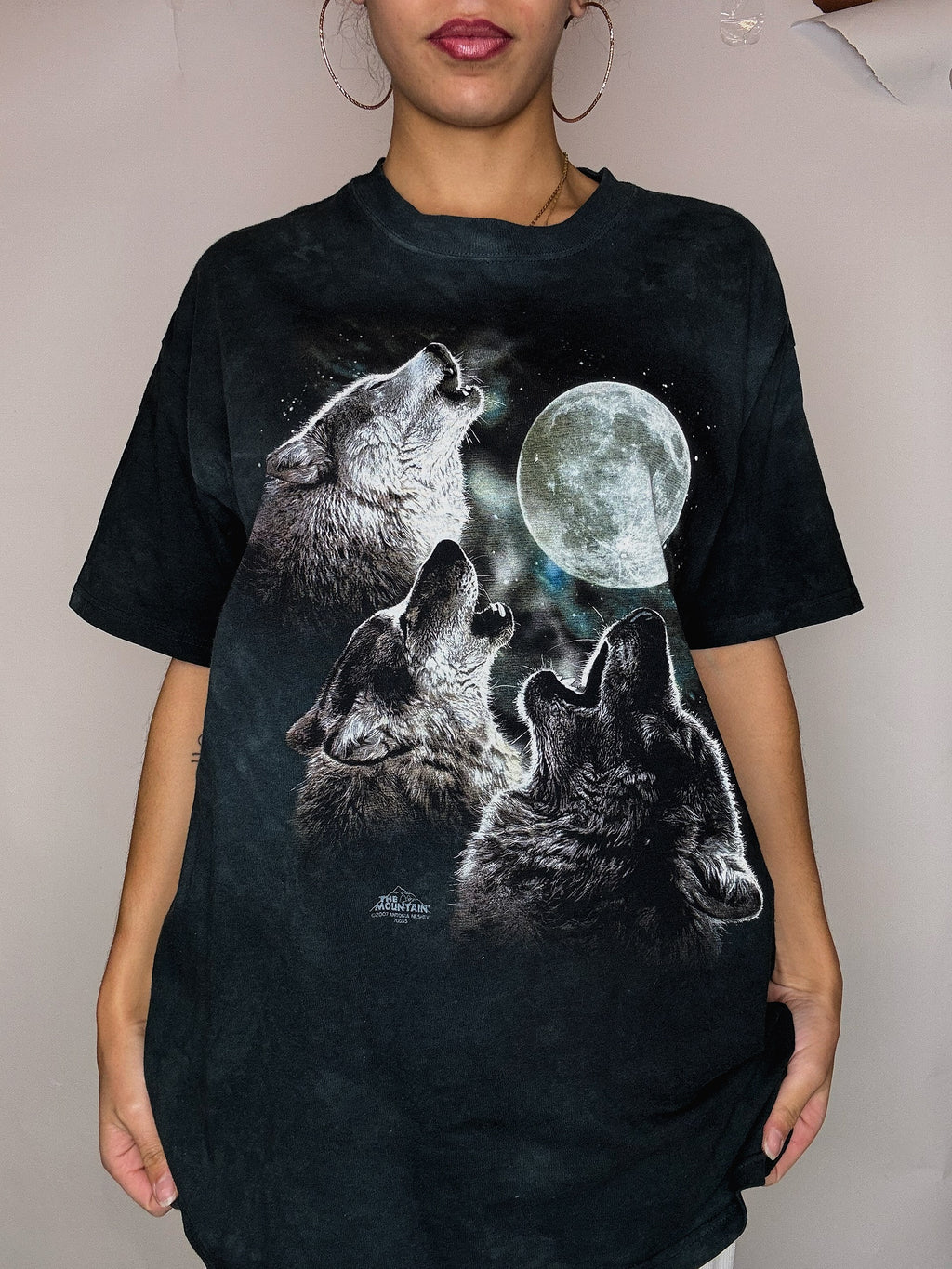 Tshirt vert kitch loup L vintage