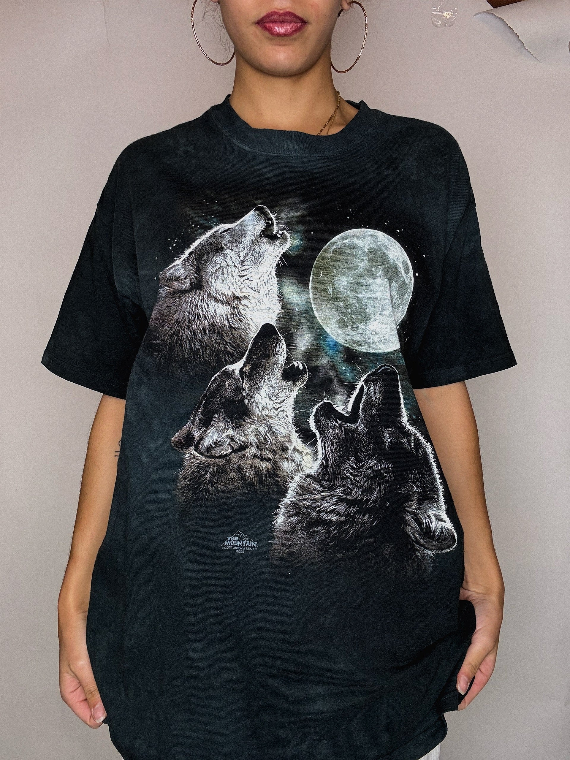 Tshirt vert kitch loup L vintage