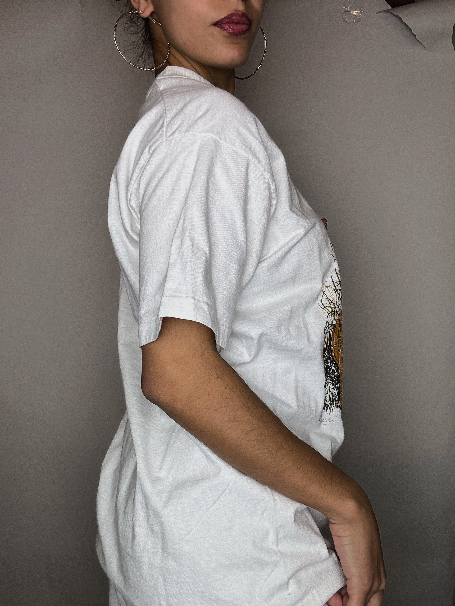 Tshirt blanc kitch tigres L vintage