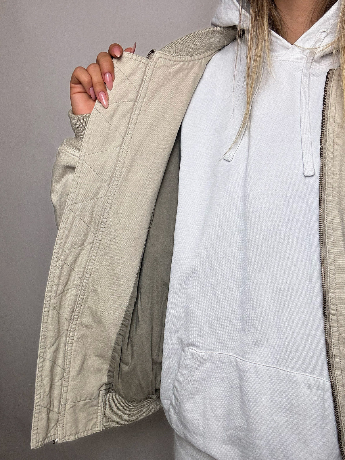 Bomber en coton beige L vintage