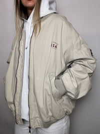 Vintage L beige cotton bomber jacket