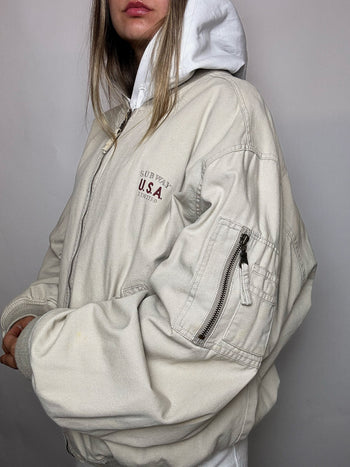 Bomber en coton beige L vintage