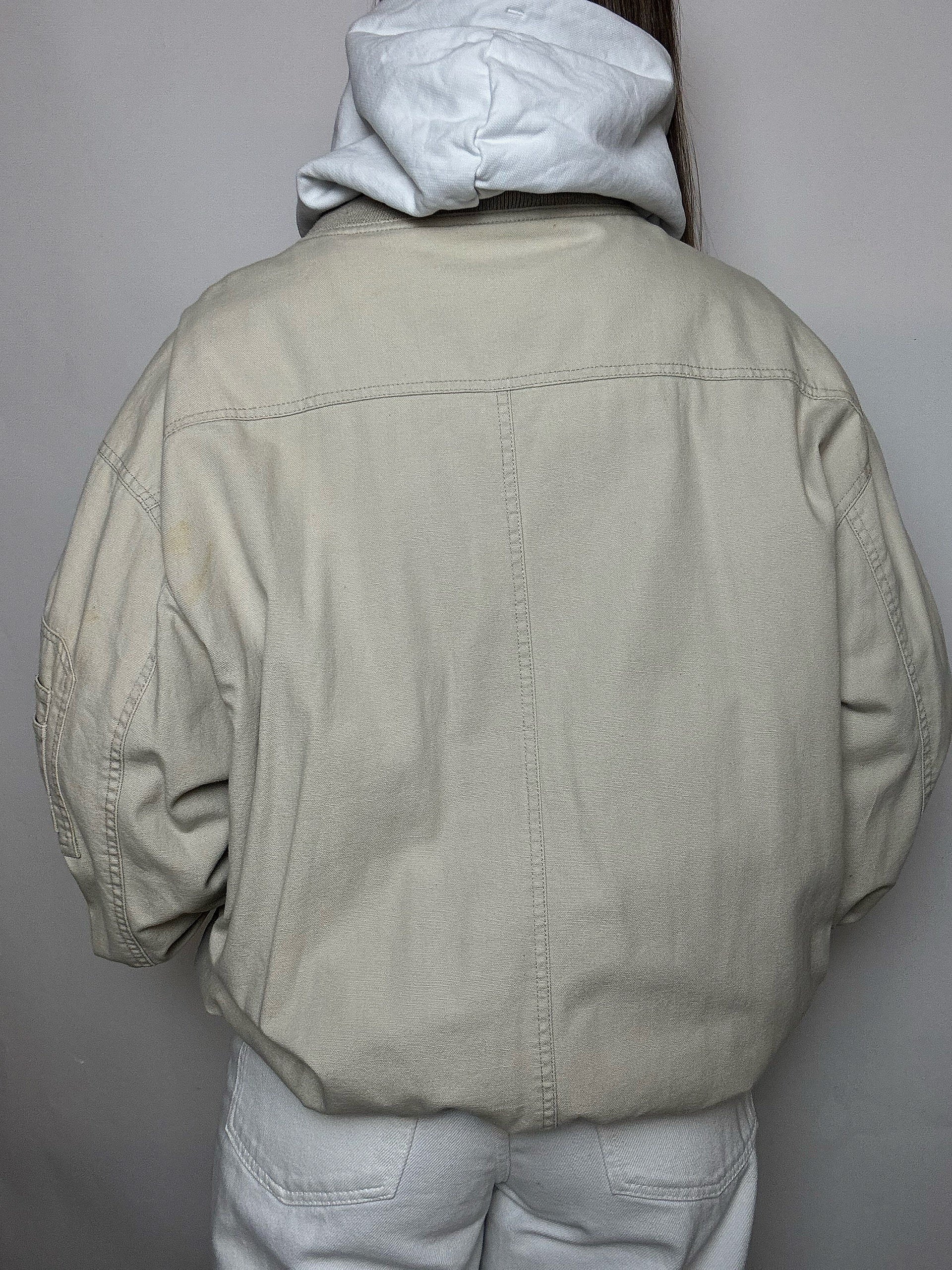 Vintage L beige cotton bomber jacket