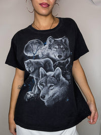 Tshirt gris kitch loups M vintage