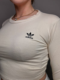 ADIDAS S/M vintage beige long-sleeved crop top