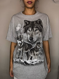 Tshirt gris kitch loup L vintage