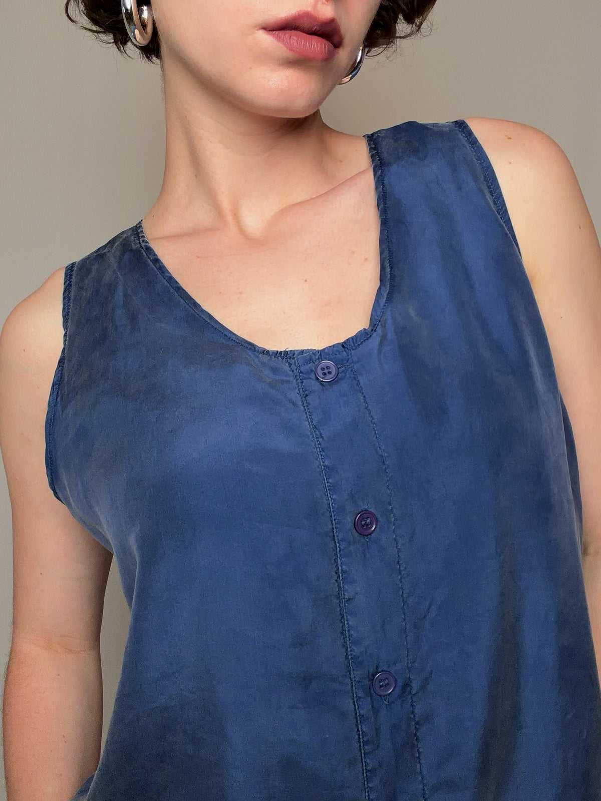 Chemisier en soie bleu L vintage