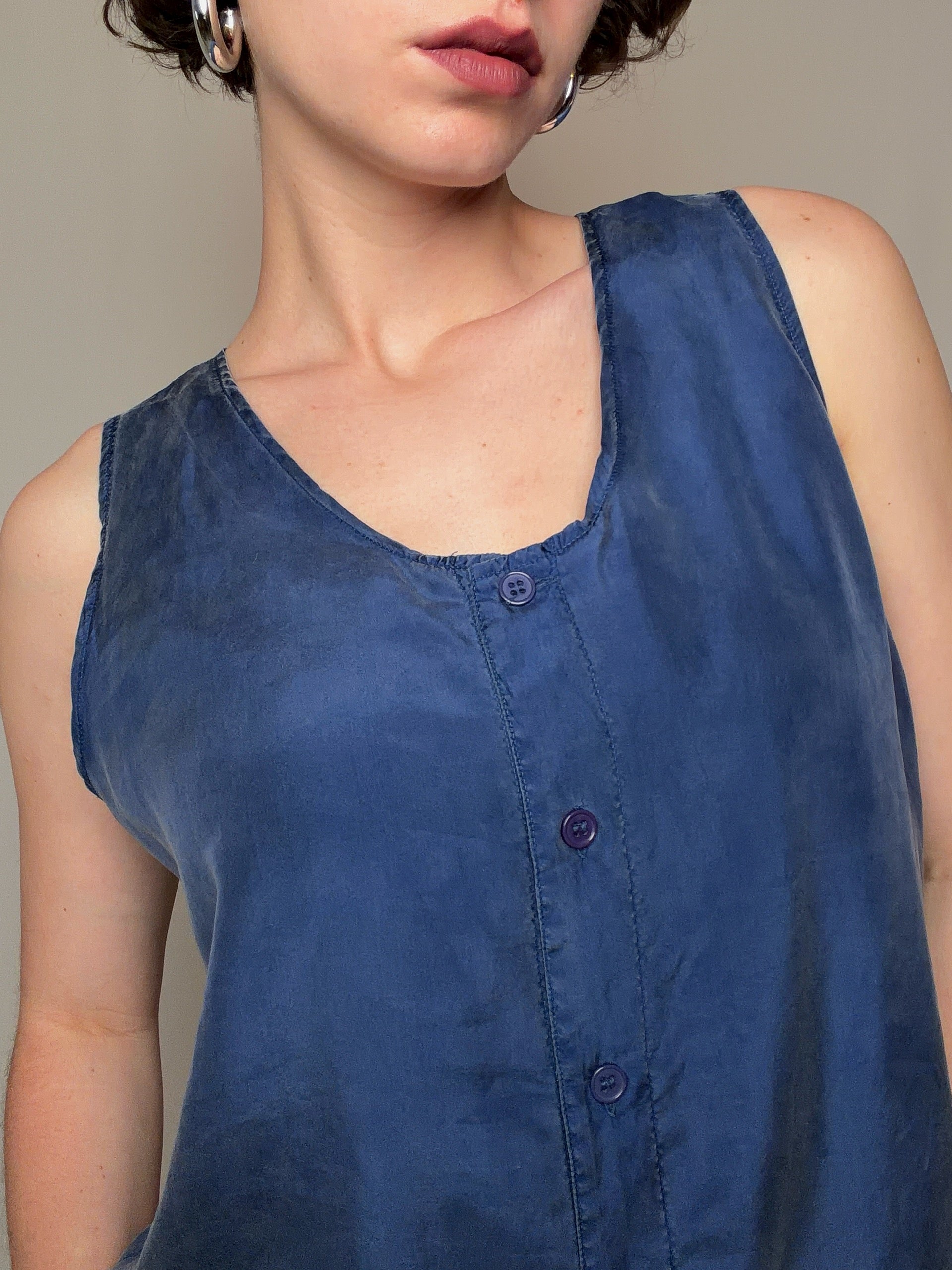 Chemisier en soie bleu L vintage