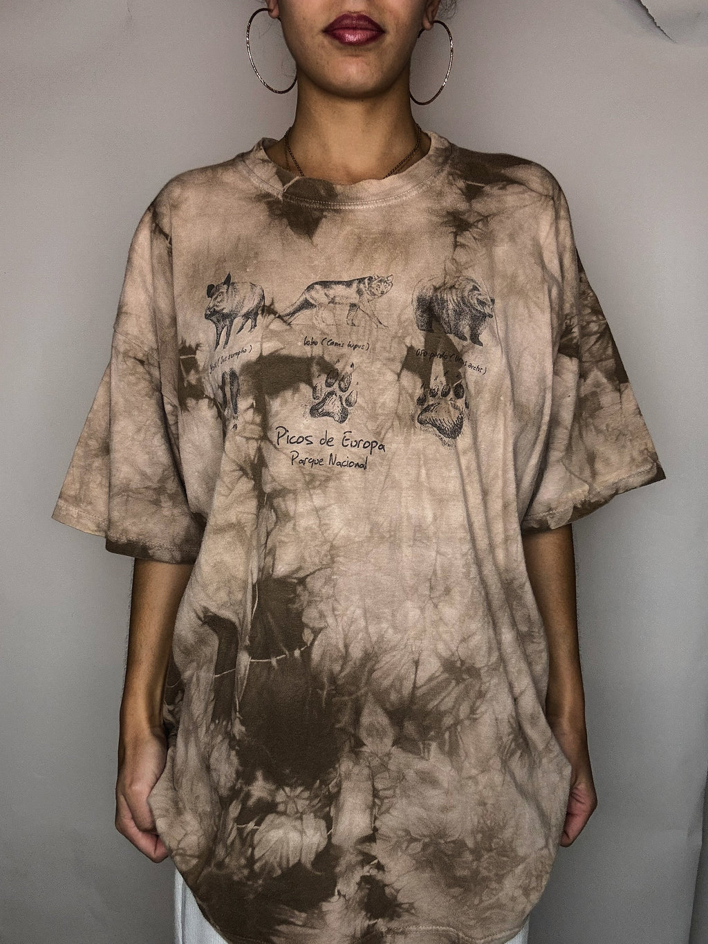 Beiges, kitschiges Nationalpark-T-Shirt XL Vintage