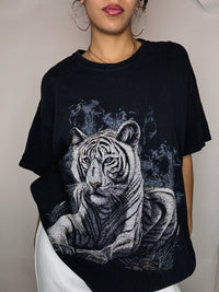 Kitsch schwarzes T-Shirt mit Tiger L Vintage