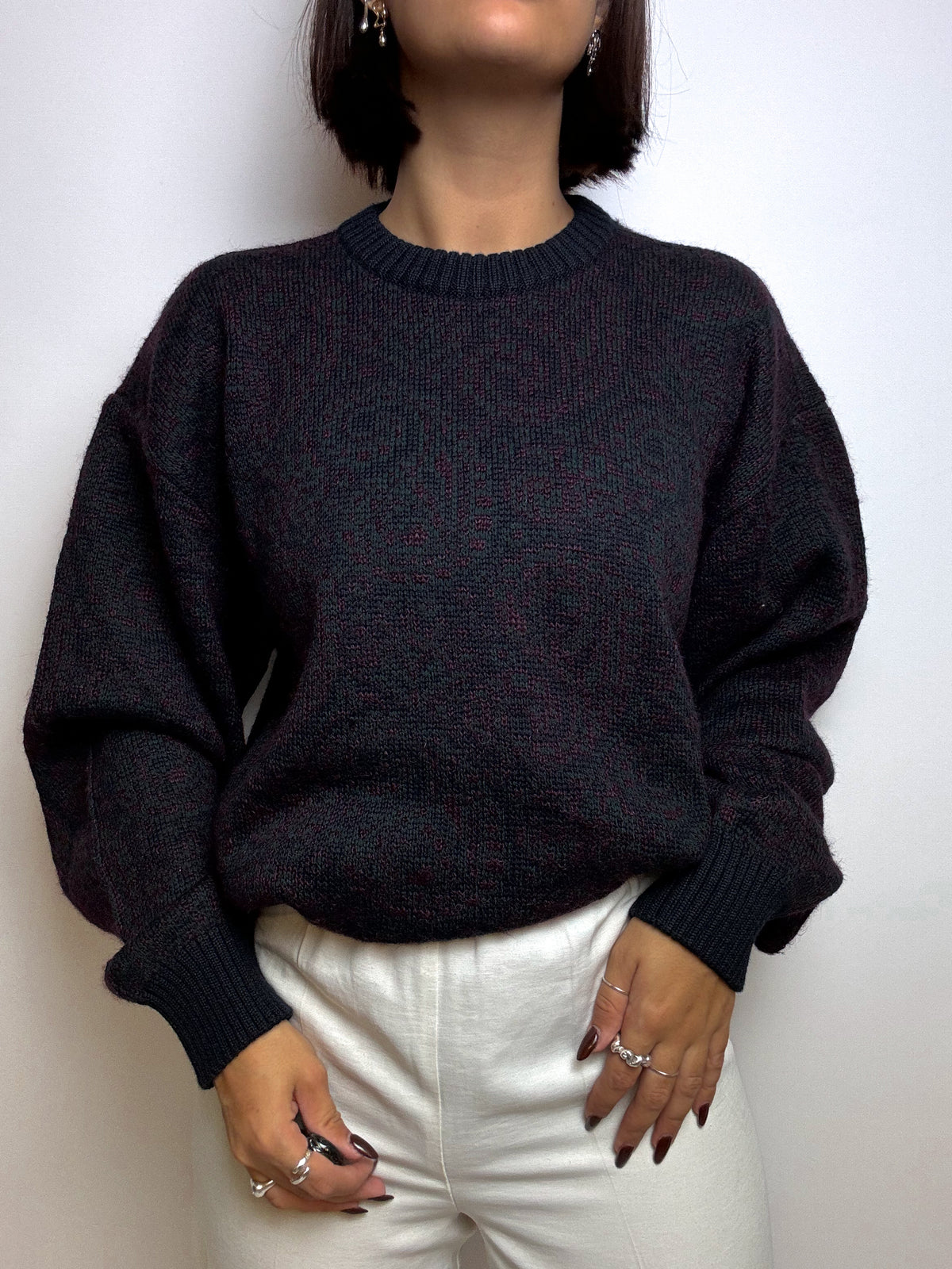 Dark blue vintage wool sweater M/L 