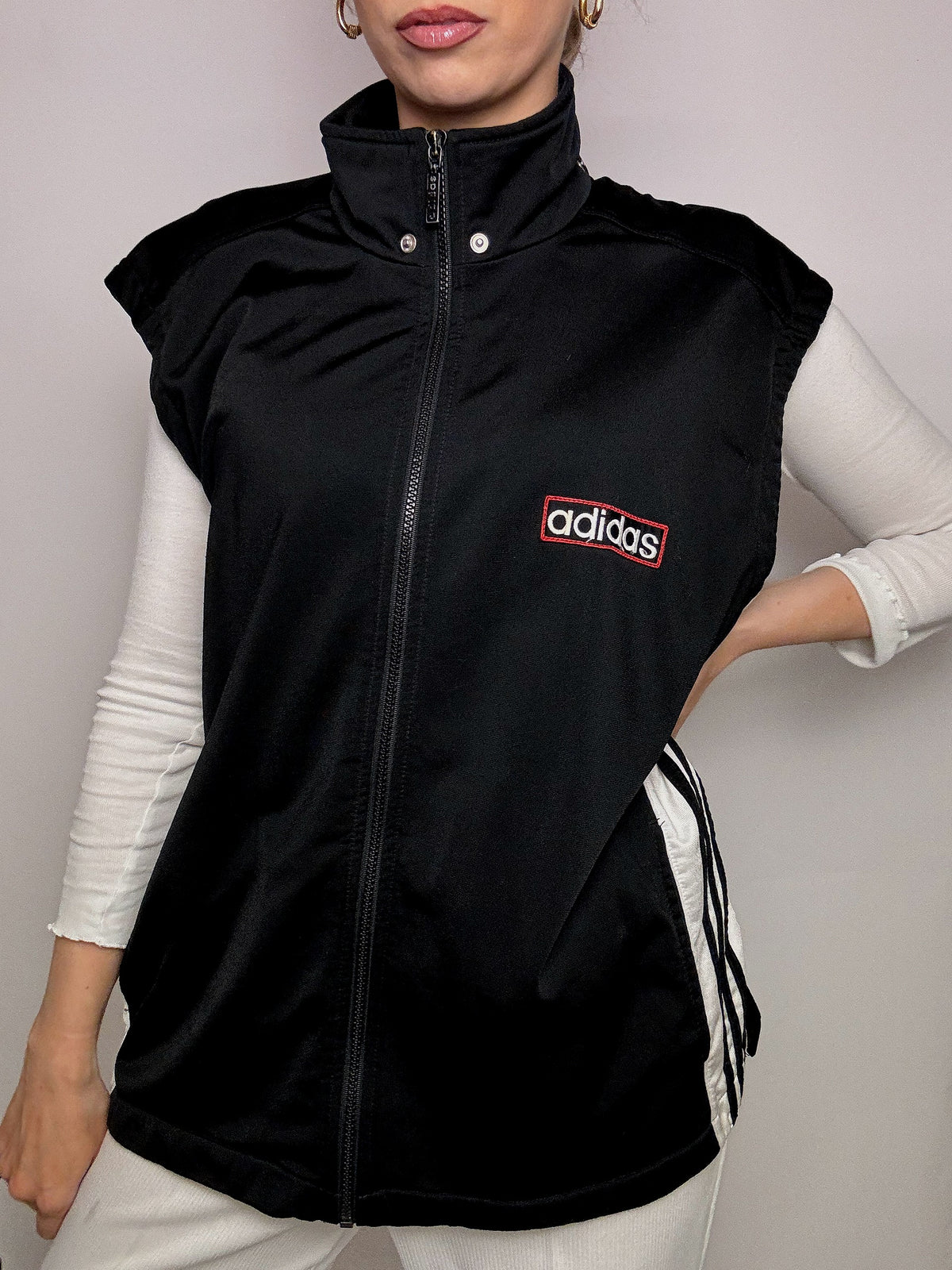 ADIDAS L/XL Vintage Schwarze Sportweste