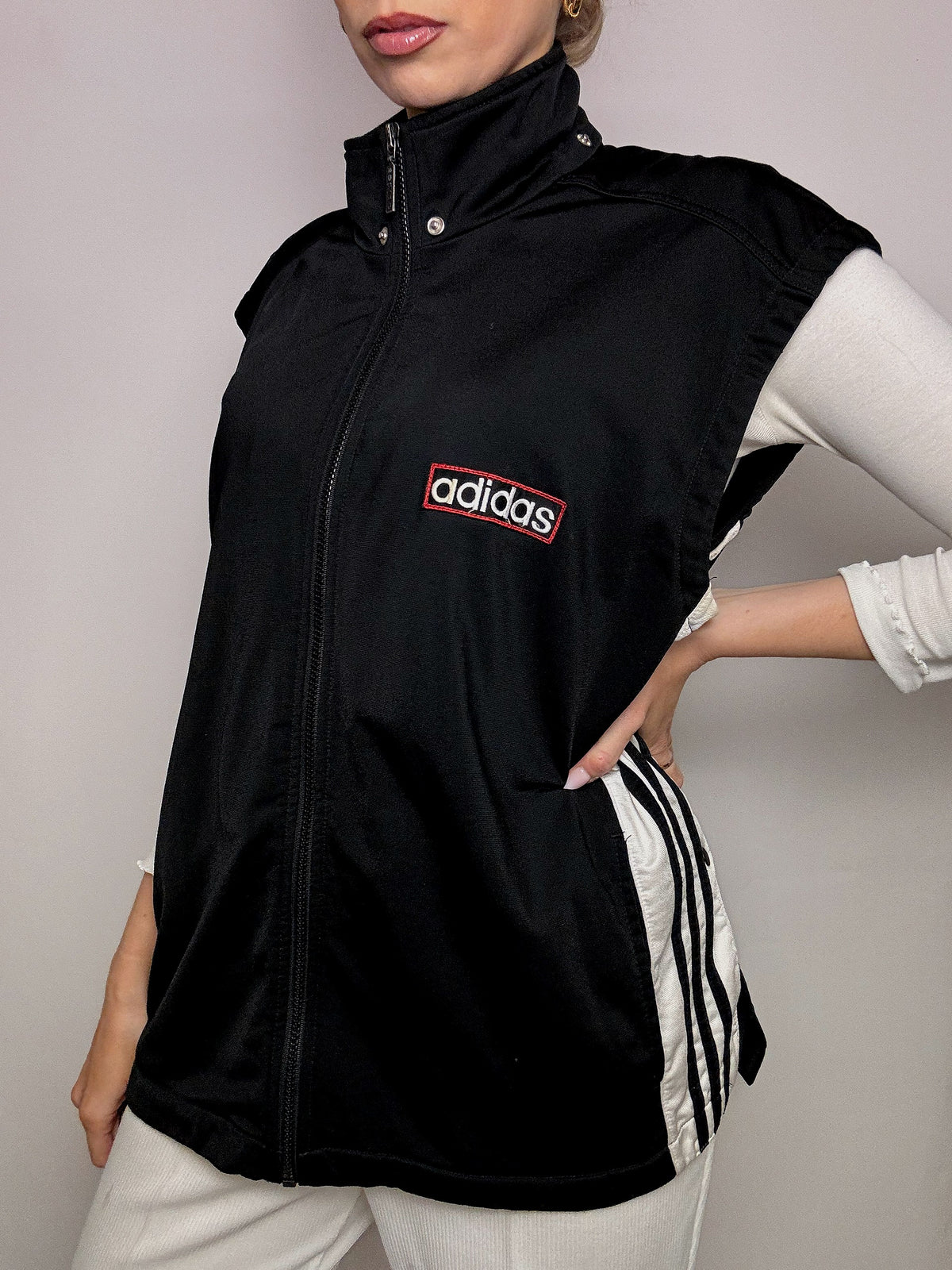 ADIDAS L/XL Vintage Schwarze Sportweste