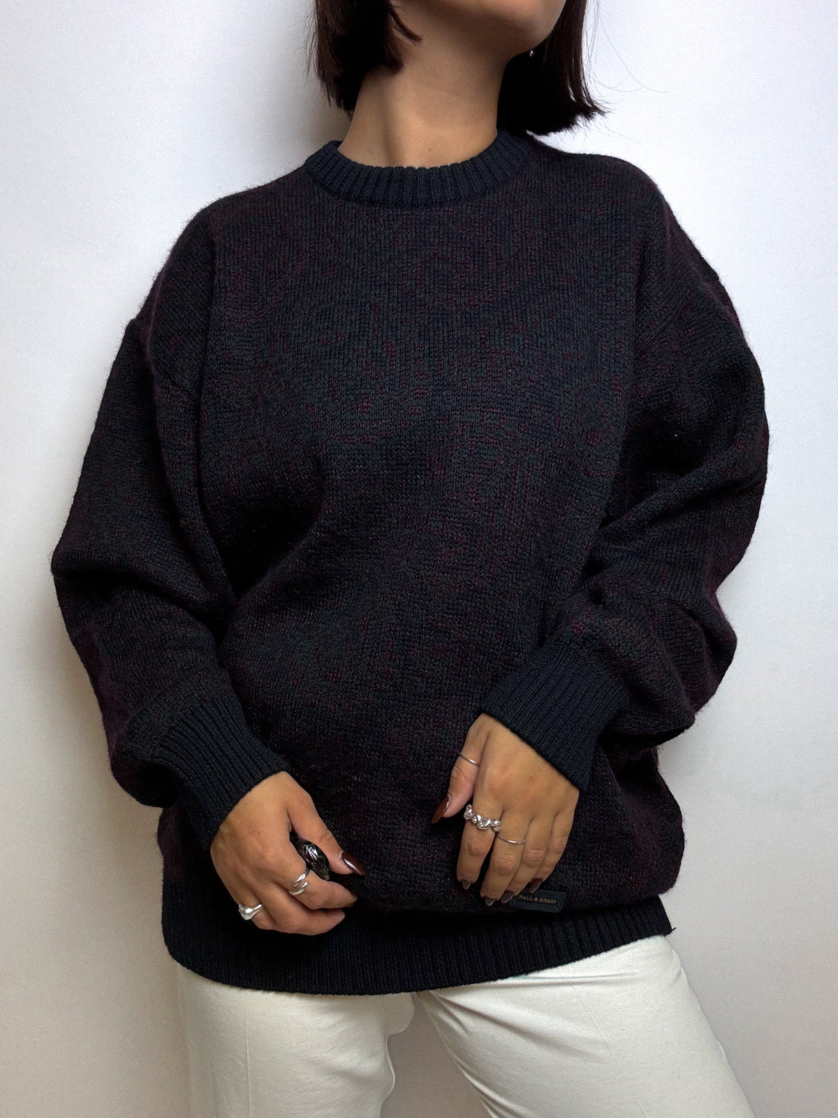 Dark blue vintage wool sweater M/L 