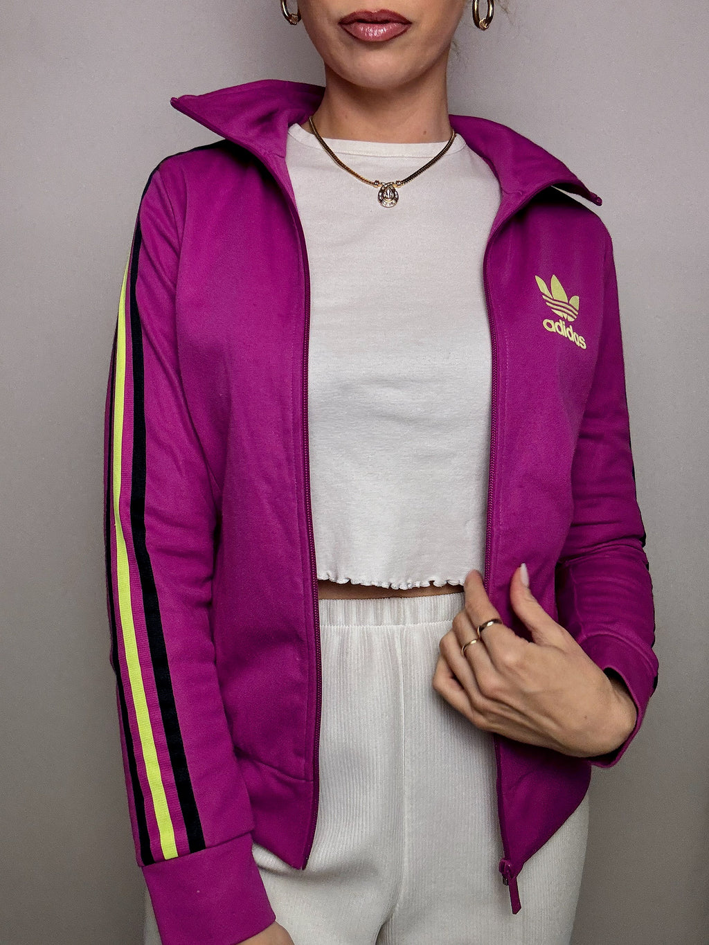 ADIDAS M Vintage Himbeer-taillierte Jacke