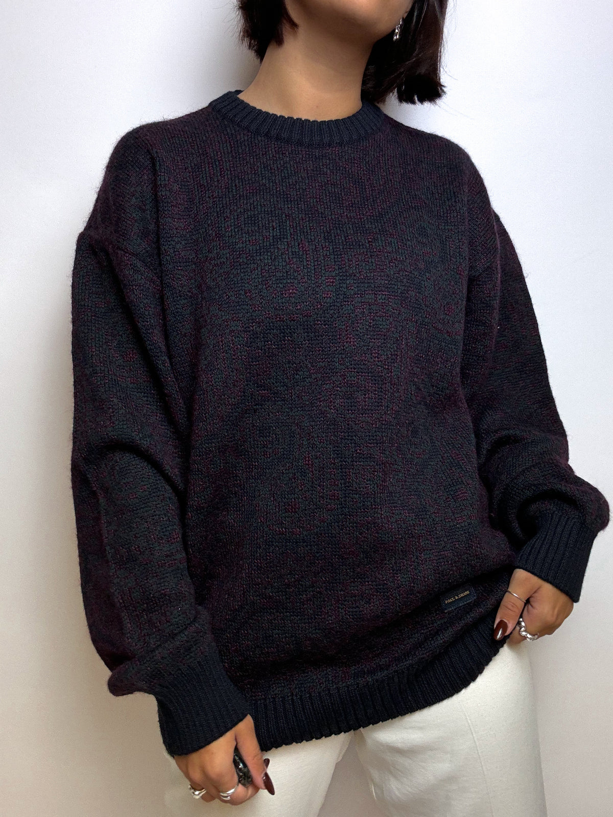 Dark blue vintage wool sweater M/L 