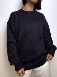 Dark blue vintage wool sweater M/L 