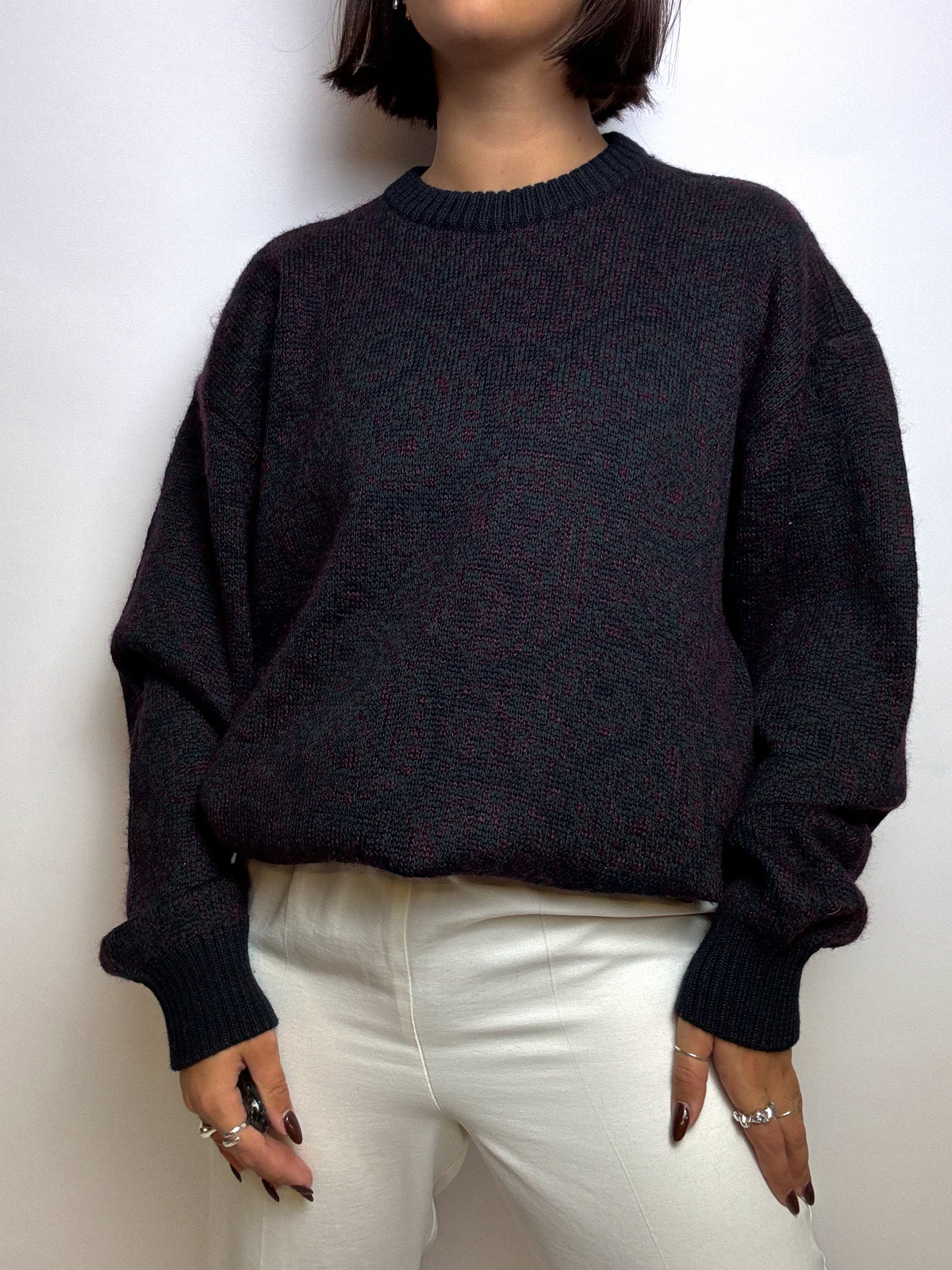 Dark blue vintage wool sweater M/L 
