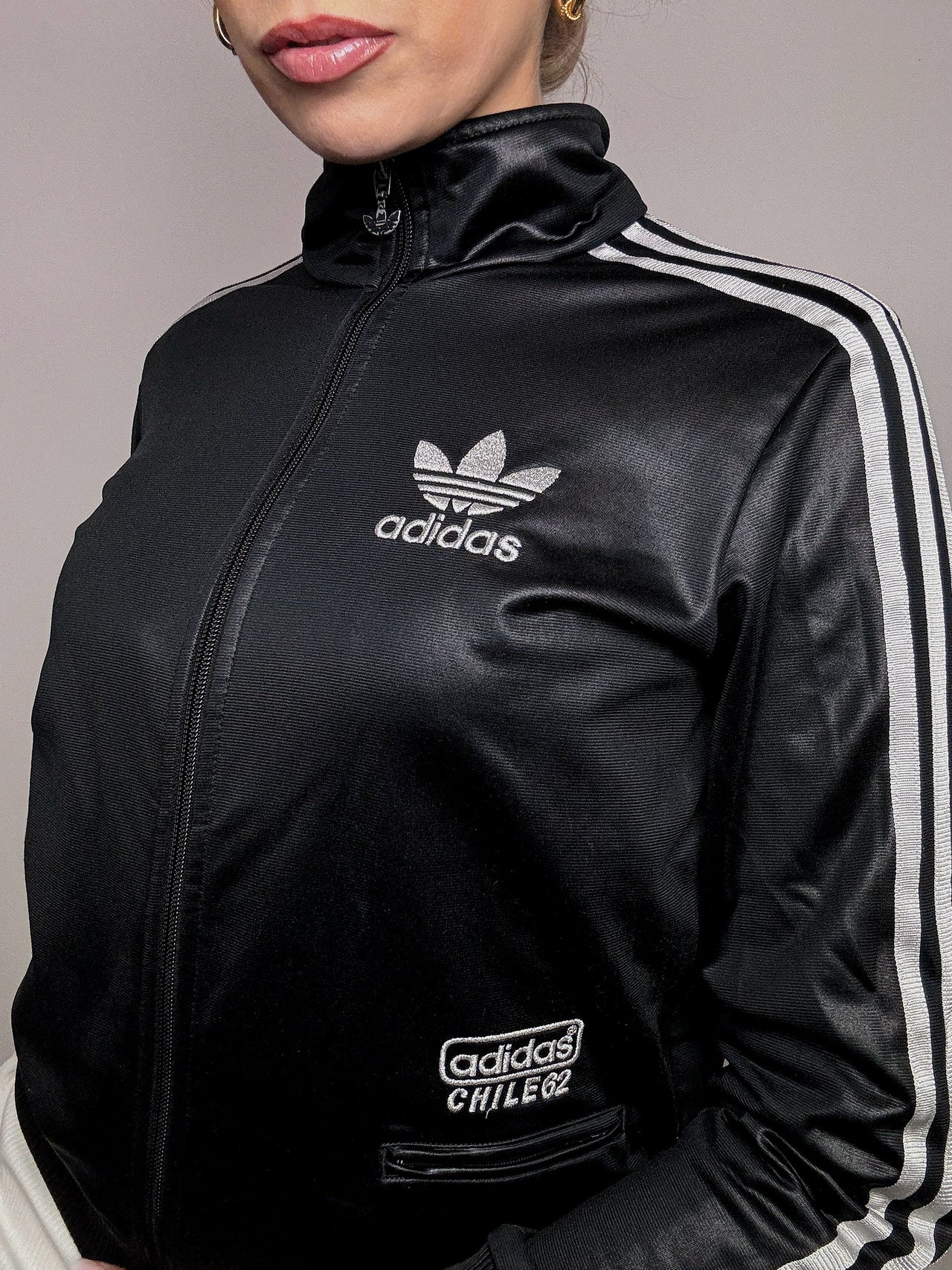 Jacket fittée noire ADIDAS M vintage