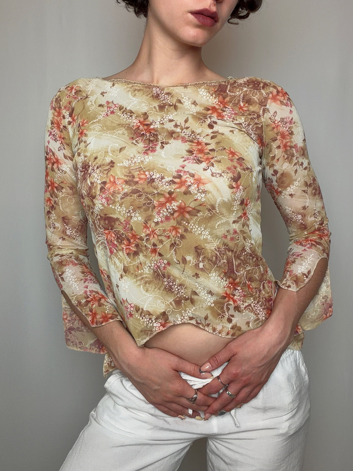 Top en mesh beige S/M vintage