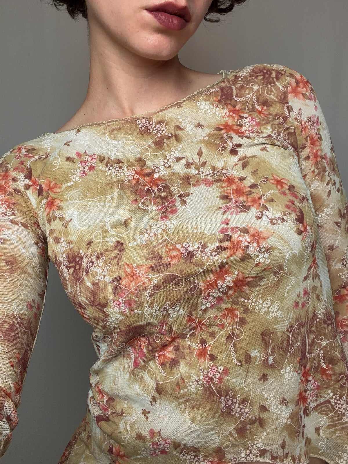Top en mesh beige S/M vintage