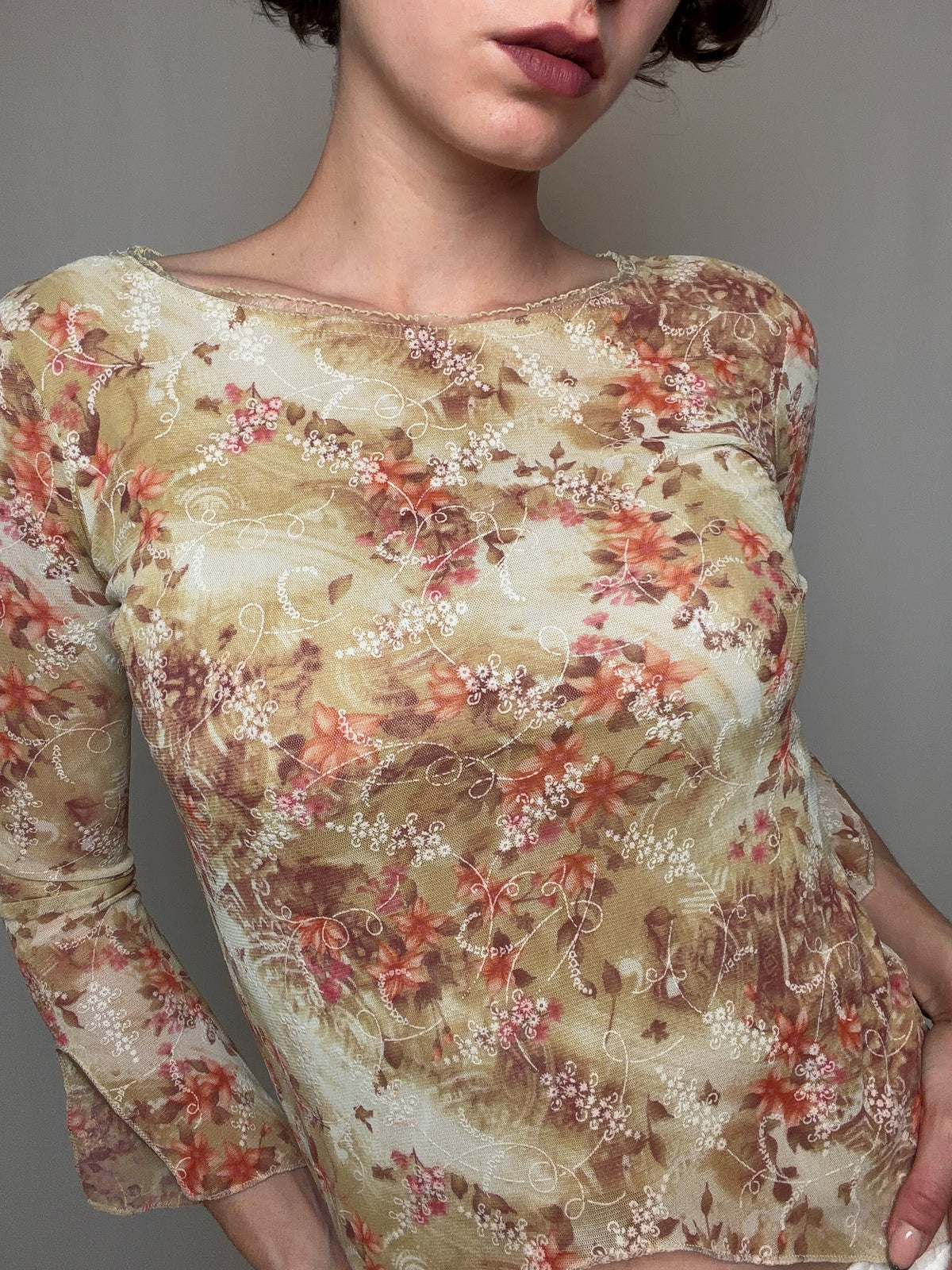 Top en mesh beige S/M vintage