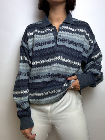 Pull bleu en laine vintage M/L