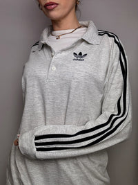 Polo manches longues gris chiné ADIDAS XL Vintage